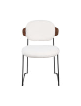 Zénith Chair in Witte Bouclé met Walnootaccenten en Zwart Frame